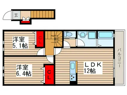 LOHAS学園町(2LDK/2階)の間取り写真