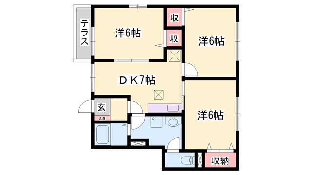 キャメルハウス A棟(3DK/1階)の間取り写真