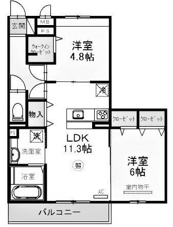 JR山陽本線 西明石駅 徒歩19分 3階建 築7年(2LDK/2階)の間取り写真
