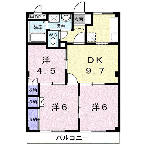 ハートランドIII(3DK/2階)の間取り写真