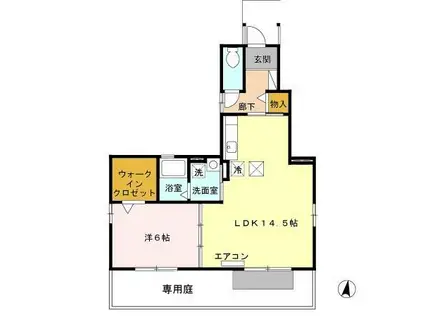 アルカディア(1LDK/1階)の間取り写真