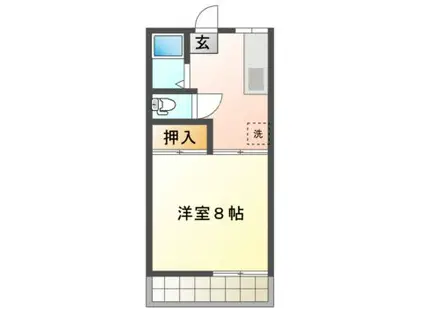 ハイツ森合(1K/2階)の間取り写真