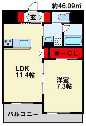 シャーメゾンステージ片野(1LDK/6階)の間取り写真