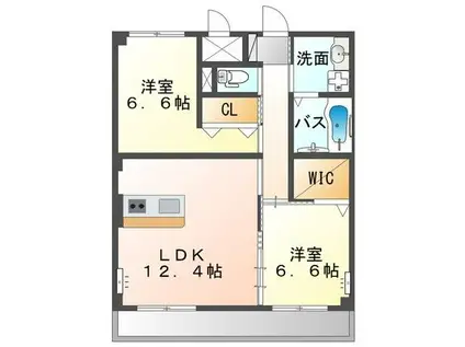 ユニヴァリィ高松中央(2LDK/5階)の間取り写真