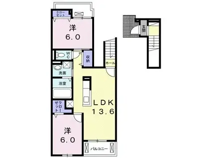 アメージングガーデン(2LDK/2階)の間取り写真