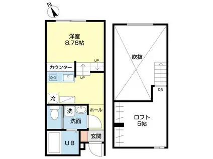 デ・クメール橋口(1SK/1階)の間取り写真