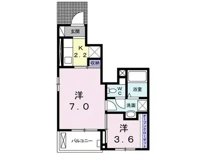 グリンツァン石垣(1K/1階)の間取り写真