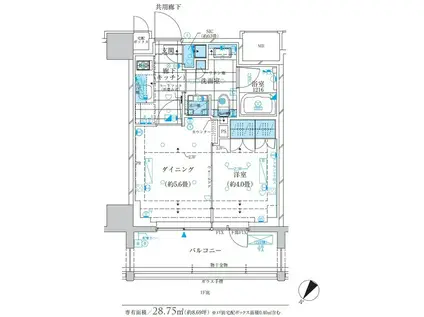 ザ・パークワンズ三軒茶屋(1DK/2階)の間取り写真