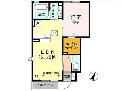 ピソコモドA108(1LDK/1階)の間取り写真