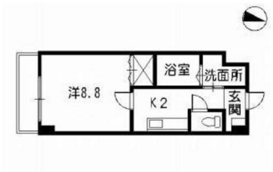 ボヌールポルト(1K/2階)の間取り写真