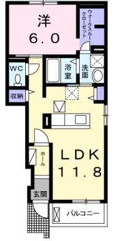 フォンターナ(1LDK/1階)の間取り写真