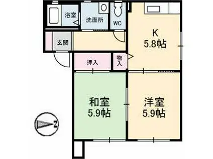 シャーメゾン西岐波D(2K/1階)の間取り写真