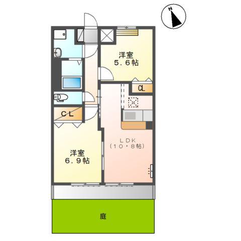 あいな39(2LDK/1階)の間取り写真