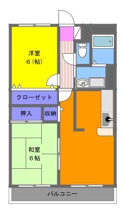 サンライズ弥栄II(2LDK/2階)の間取り写真