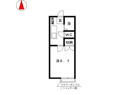 プログレ中央(1K/1階)の間取り写真