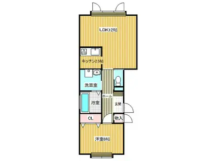 エスパニア砂川II(1LDK/1階)の間取り写真