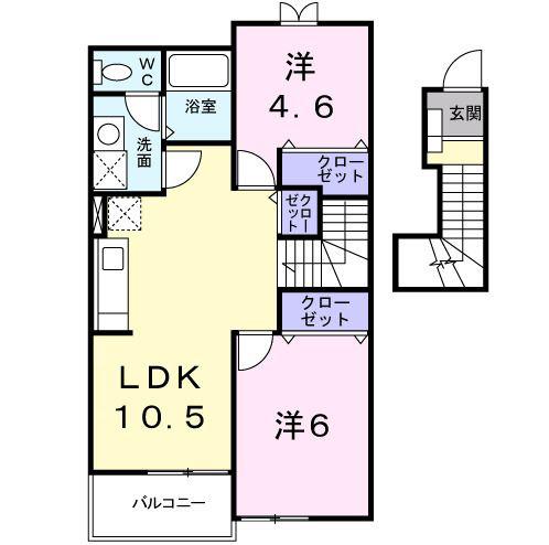 クレストール イン・エクセル(2LDK/2階)の間取り写真