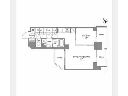 シーズンフラッツ大森西(1LDK/14階)の間取り写真