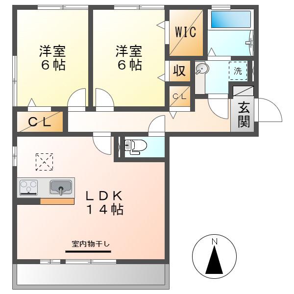 オリーブ(2LDK/1階)の間取り写真