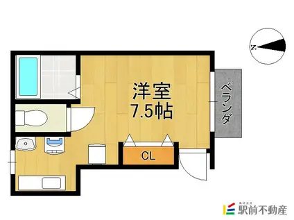 ピュアハウスII(ワンルーム/2階)の間取り写真