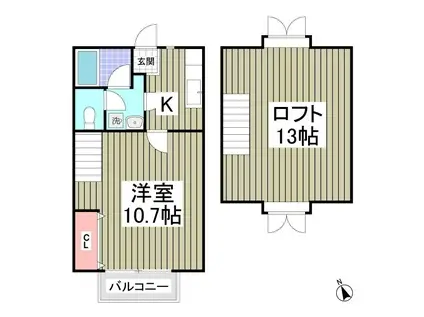 アグラン(1K/2階)の間取り写真