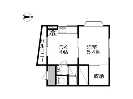 サンロード津高(1DK/2階)の間取り写真