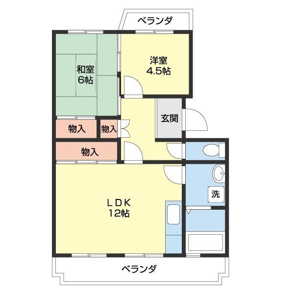 マンション財(2LDK/2階)の間取り写真