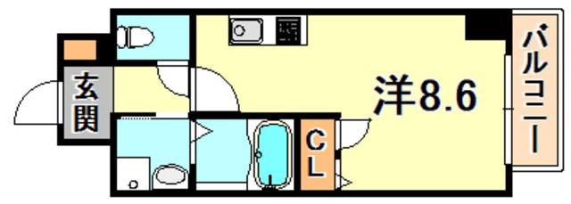ONLYONE灘南通(ワンルーム/6階)の間取り写真