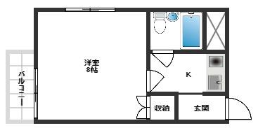 ハイツオーキタ津之江(1K/3階)の間取り写真