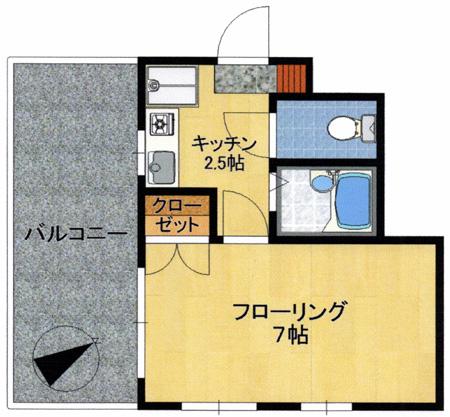 オトフジハウス(1K/5階)の間取り写真