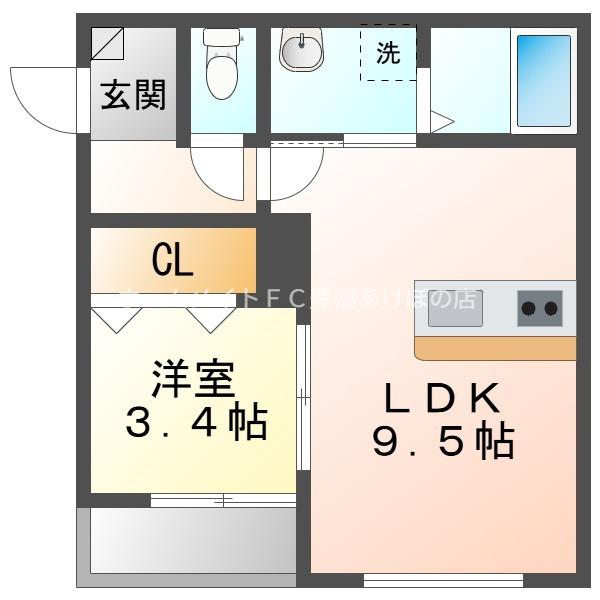 LE COCON豊橋II(1LDK/1階)の間取り写真