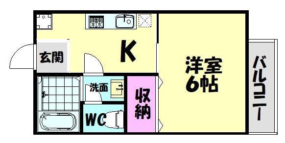 キャッスルII(1K/2階)の間取り写真
