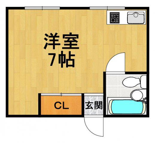 カッシーナ甲子園(ワンルーム/2階)の間取り写真