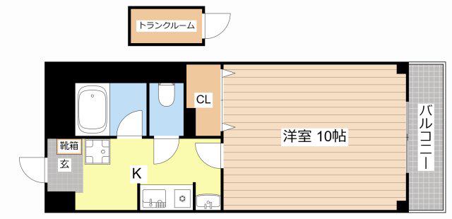 十一屋ブラウンシュガービル(1K/3階)の間取り写真