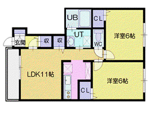 BLUECOURT(2LDK/1階)の間取り写真