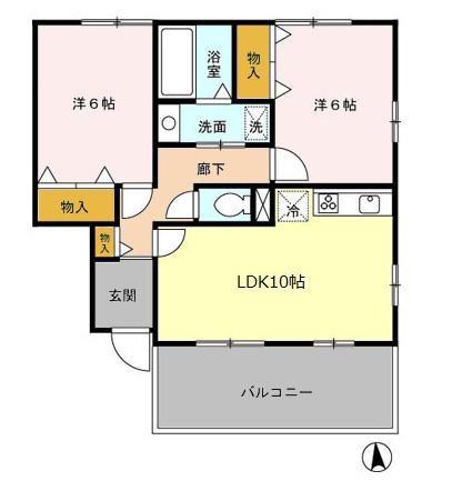 アイツー I/II(2LDK/2階)の間取り写真