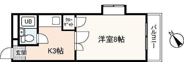 PETIT PAS可部(1K/2階)の間取り写真