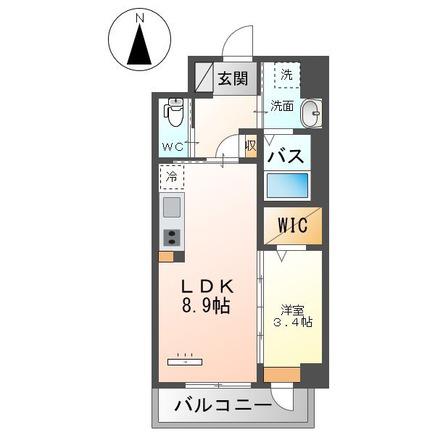 GRANDEUR HAKATA(1LDK/3階)の間取り写真