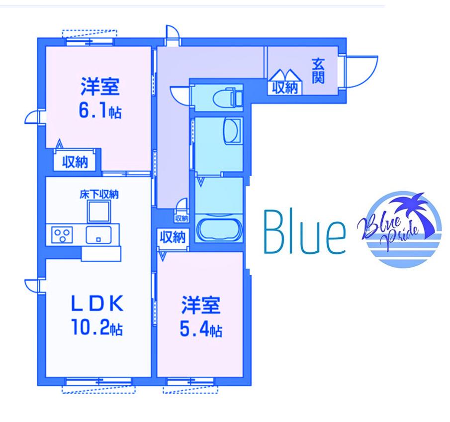 ラシュエット E棟(2LDK/1階)の間取り写真