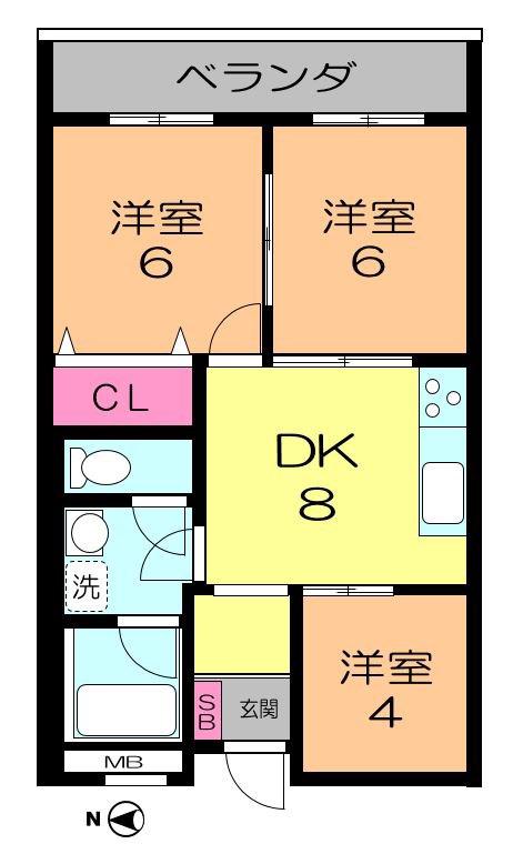 エクセル方南I(3DK/2階)の間取り写真