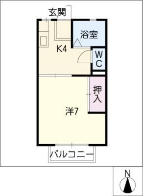 シャーロックホームズ B棟(1K/1階)の間取り写真