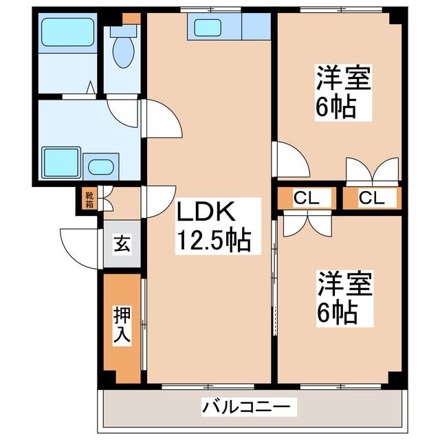 カーザはぎ(2LDK/1階)の間取り写真