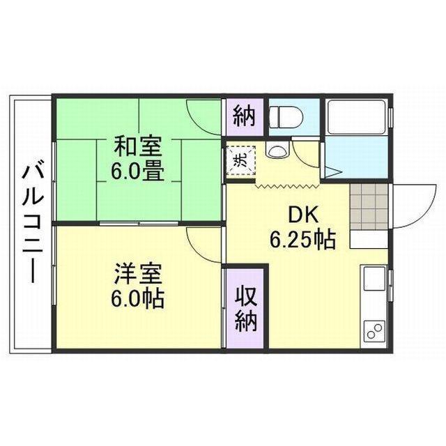 サンウッド五輪(2DK/2階)の間取り写真