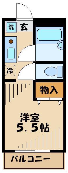 ビューハイツ富士(ワンルーム/2階)の間取り写真