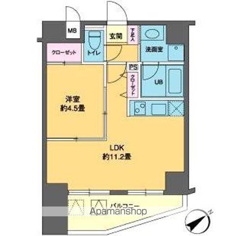 カスタリア北上野(1LDK/9階)の間取り写真