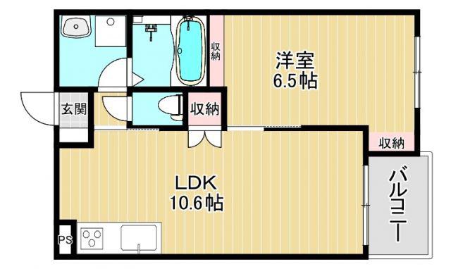 リアノーラ平野ウエスト(1LDK/3階)の間取り写真