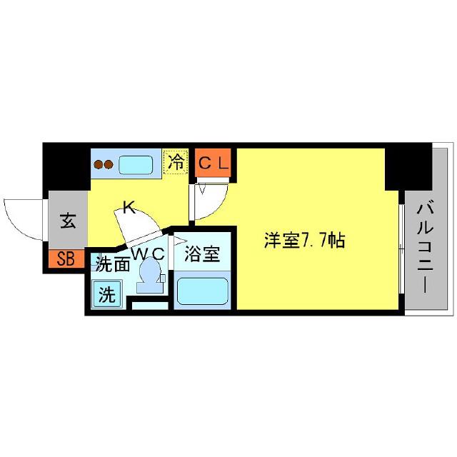 SERENITE本町エコート(1K/13階)の間取り写真