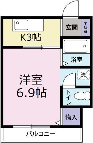 コーポ峰(1K/2階)の間取り写真