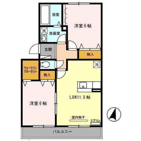 コートビレッジ山王III(2LDK/1階)の間取り写真