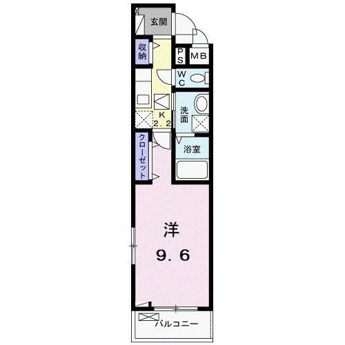 ドミール南仙台II(1K/1階)の間取り写真